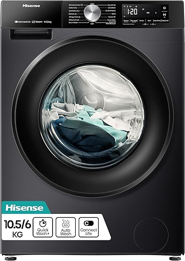 Hisense 3S Series WD3S1043BB3 Wifi Connected 10.5Kg and 6Kg Washer Dryer with...