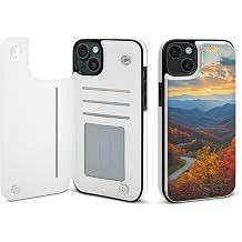 Wallet Cases for iPhone 15 Plus, Ridge Parkway Mountains Prints Flip Leather Phone Case Cover with Card Slots Holder