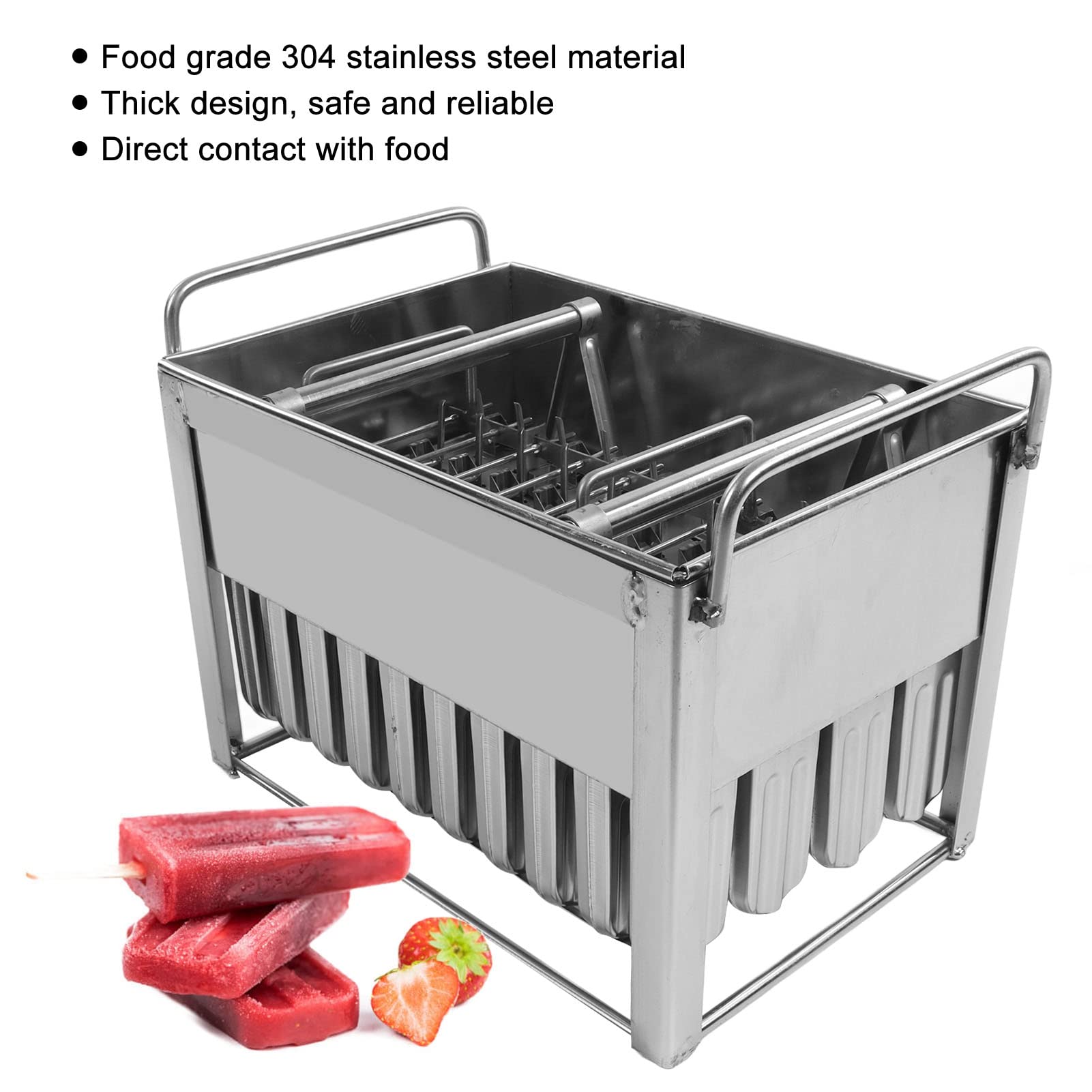 Stampo per Gelatiera, Porta Bastoncini in Acciaio Inossidabile 304 con Coperchio per Uso Domestico e Commerciale, Design Spesso Facile da Pulire Rimovibile Ricaricabile