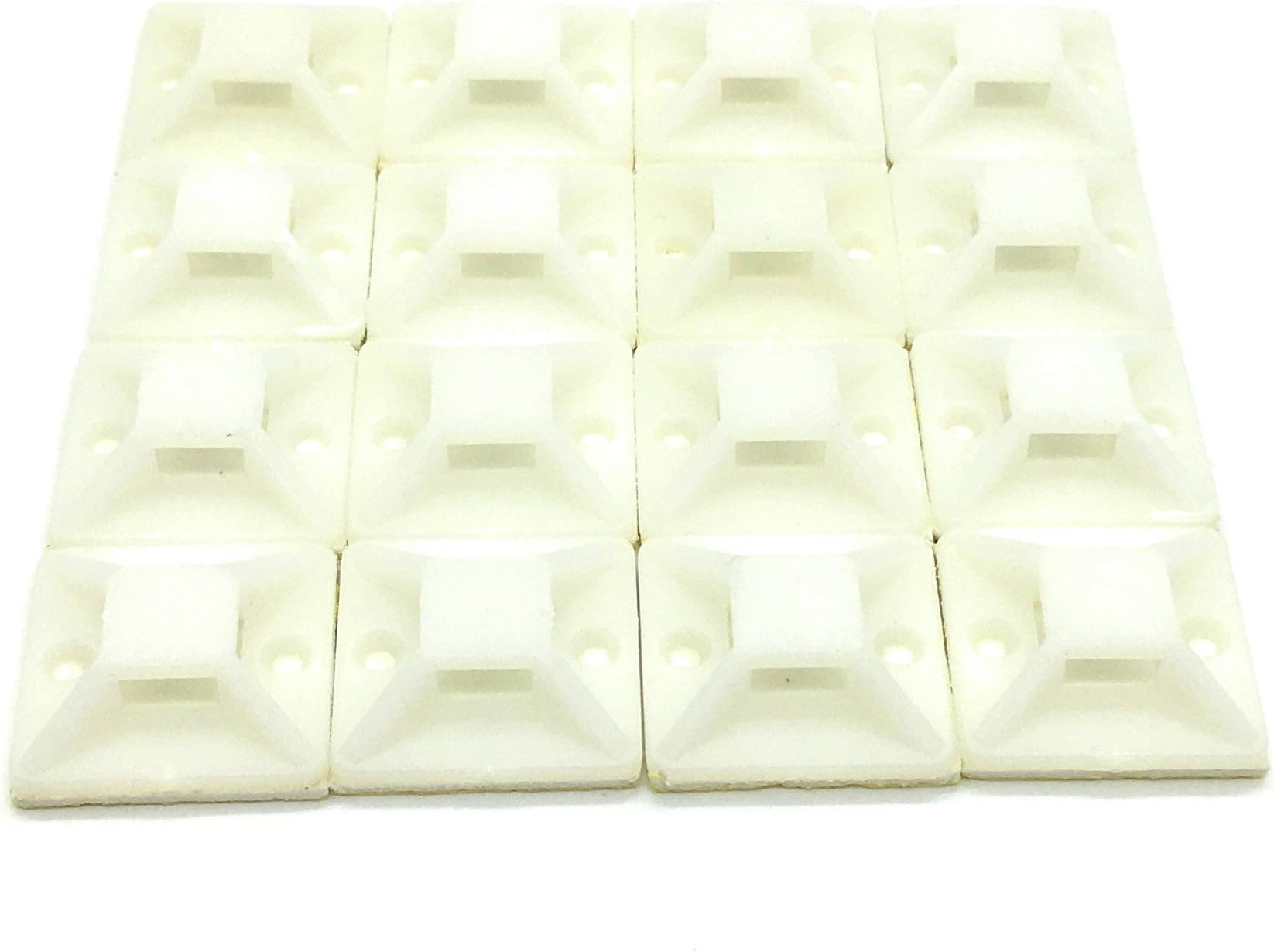 100 Pack Self Adhesive Cable Tie Mounts(20mm20mm,White)