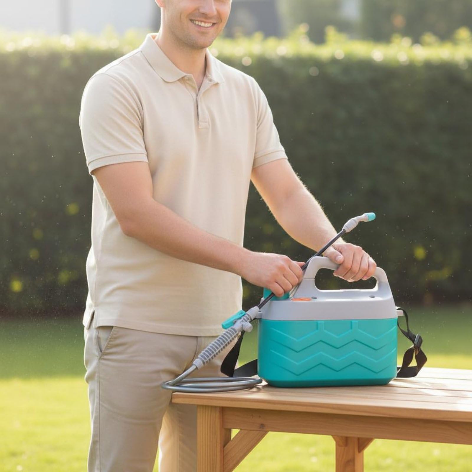 Spruzzatore Elettrico per Giardinaggio Spruzzino Nebulizzatore Pompa a Pressione Serbatoio 5 L in Plastica Facile da Trasportare per Serre Pulizia Giardino Manutenzione Piante