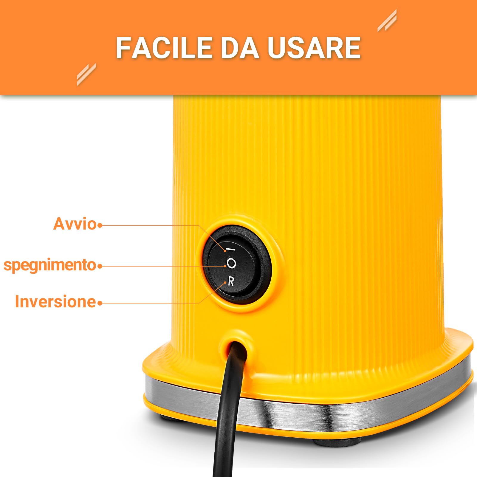 Estrattore frutta e verdura AOBOSI-Mini estrattore con funzione di masticazione inversa -estrattore di succo con spazzola e 2 tazze -150W estrattore a freddo - Spremiagrumi elettrico-Giallo.