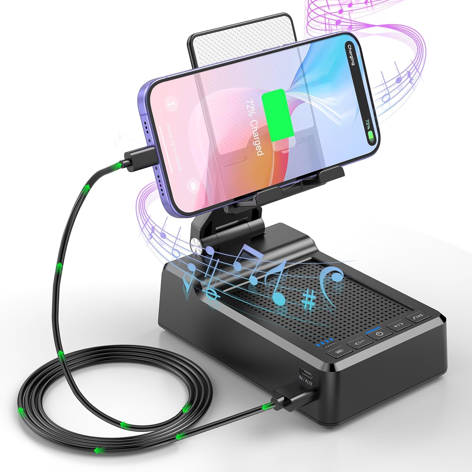 Gifts for Mom Women Men Dad, Foldable Adjustable Cell Phone Stand with Wireless Bluetooth Speaker and Portable Charger, Cellphone Holder Unique Birthday Gifts Cool Gadget for Her Husband Him Boyfriend