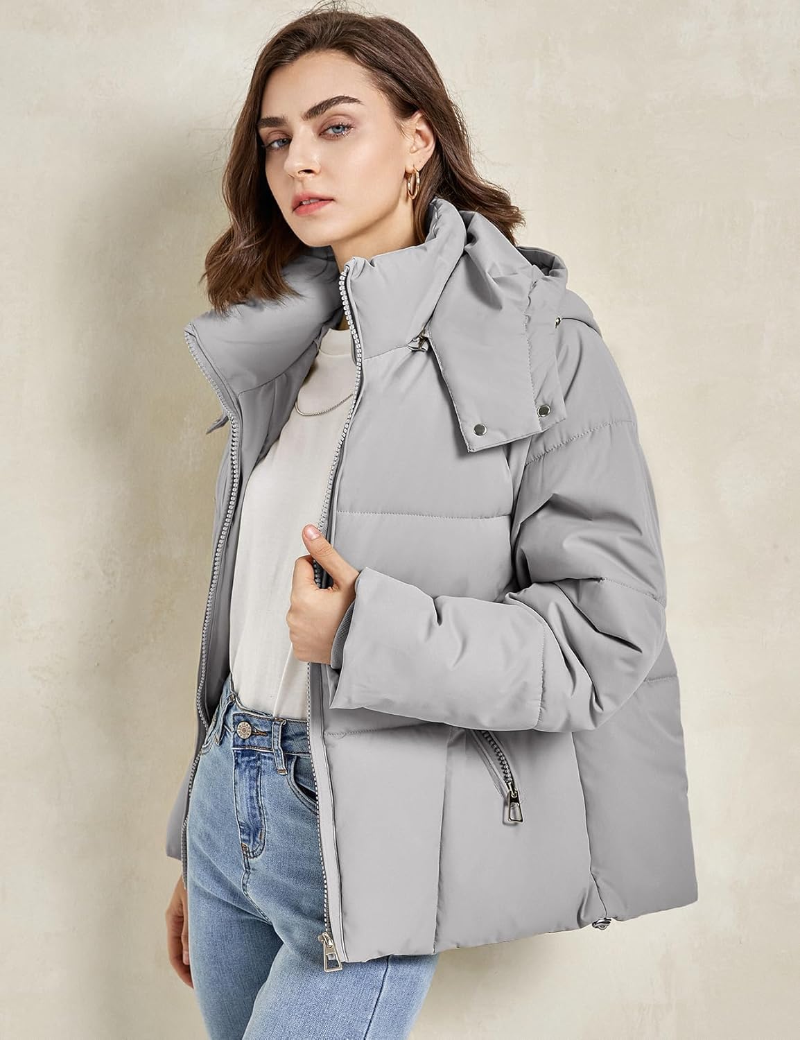 Gihuo Womens Puffer Jacket Winter Warm Coats Hooded Quilted Jackets with Removable Hood - Image 3