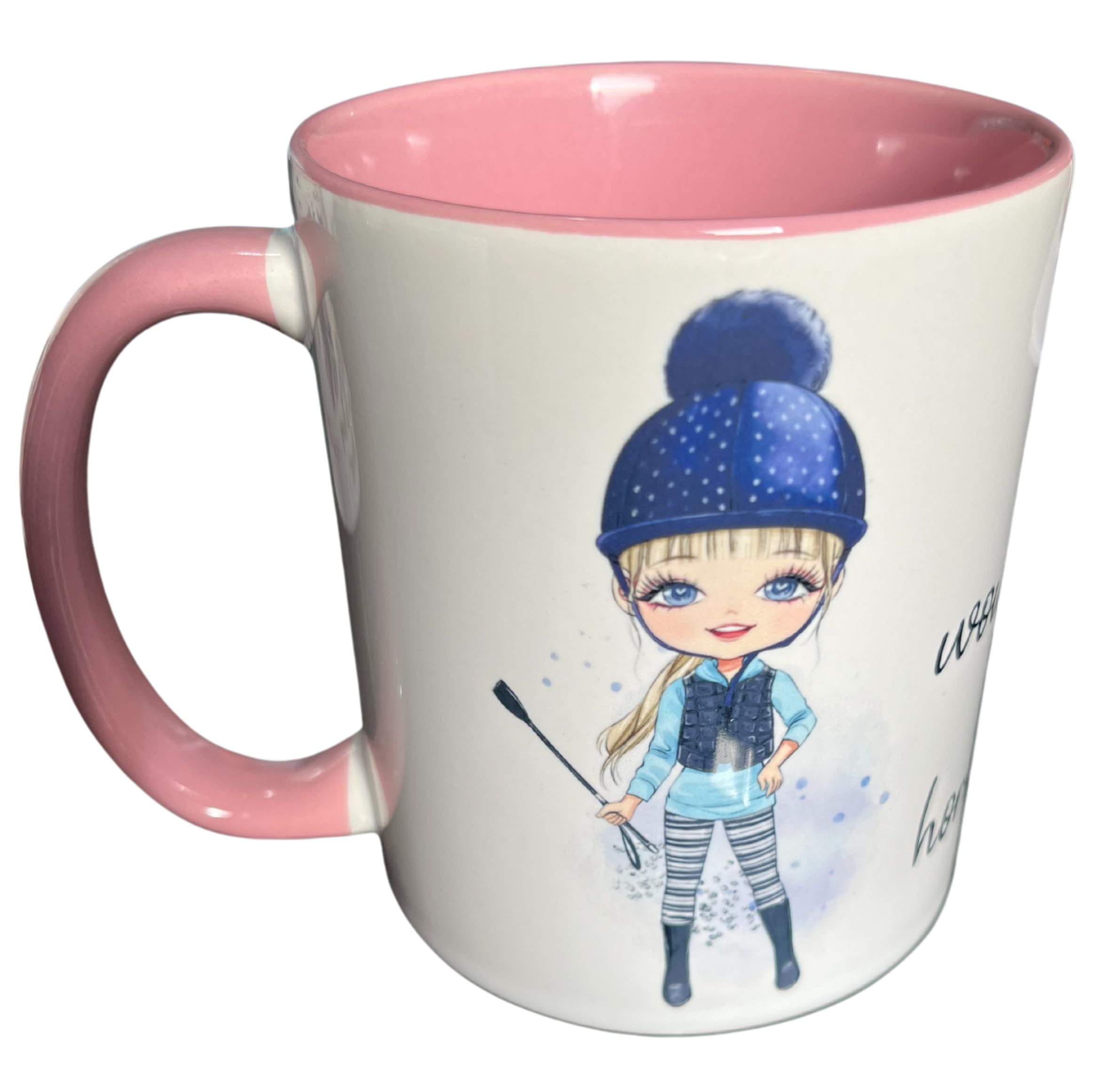 Personalised Would Rather be Horse Riding Mug & Coaster Set Gift for All Horse or Pony Lovers (Mug & Coaster, Pink)
