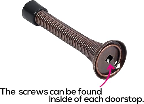 Miniatura 2 de Alzassbg Paquete de 10 topes de puerta de bronce aceitado, 3-18 pulgadas, resorte flexible resistente, tope de puerta de pared con parachoques de