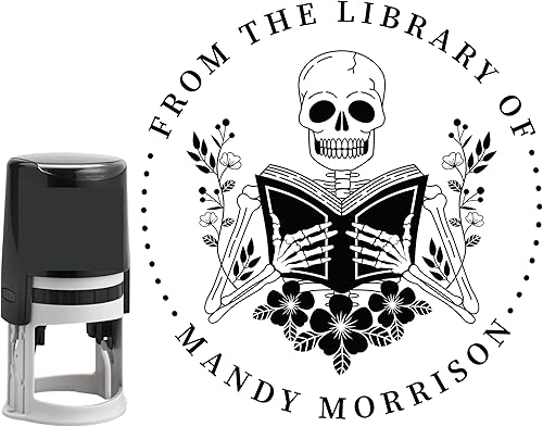 Sello de libro personalizado para biblioteca, estampado de goma, autotinta, con nombre de madera (sello de nombre)