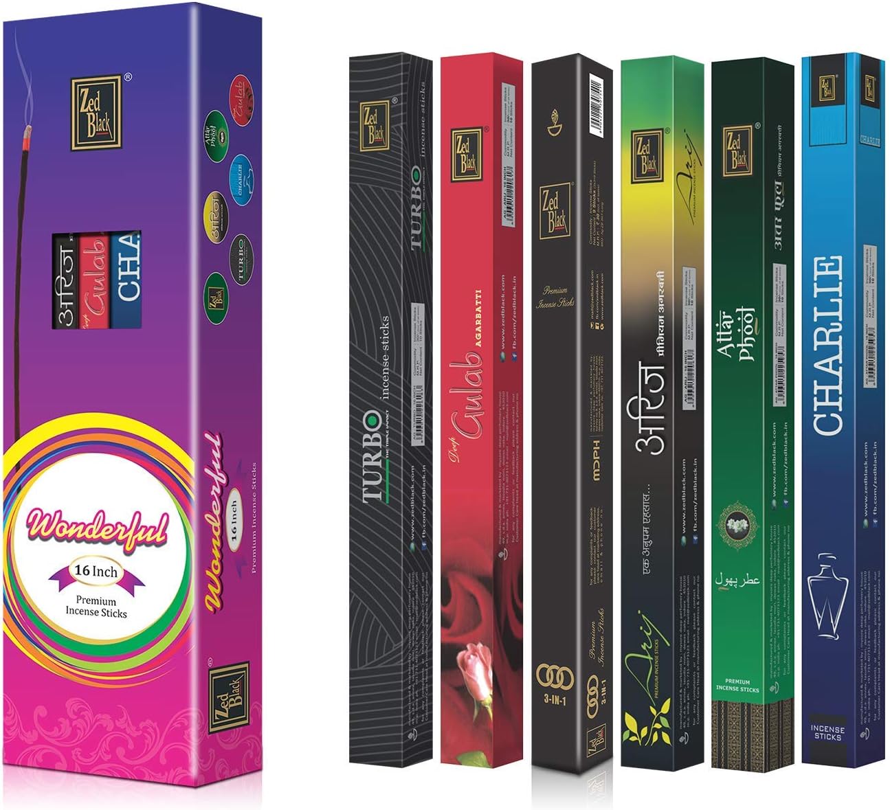 Zed Black Wonderful 16 Inches Incense Sticks - Pack Of 6- Fragrance Sticks Long Lasting Pleasing Aroma Sticks For Everyday Use