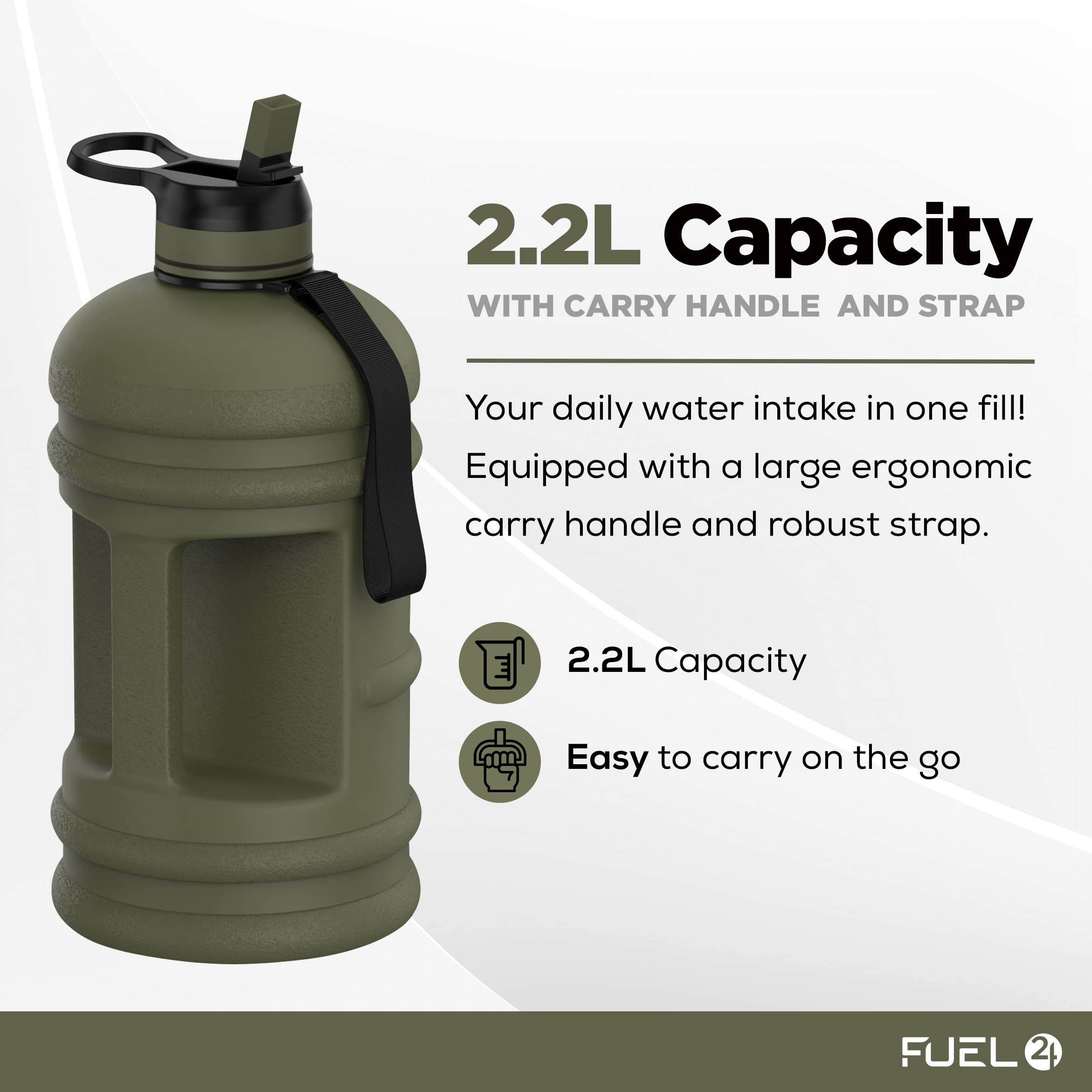 Fuel24 Krug 2,2 Liter – Stoßfeste, Flexible Sportflasche Mit Pop- Oder Strohhalmverschluss, BPA-frei