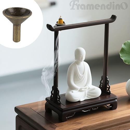 Miniatura 8 de Framendino, Paquete de 50 soportes de incienso de metal para quemador de incienso de latón, soporte para cono de incienso