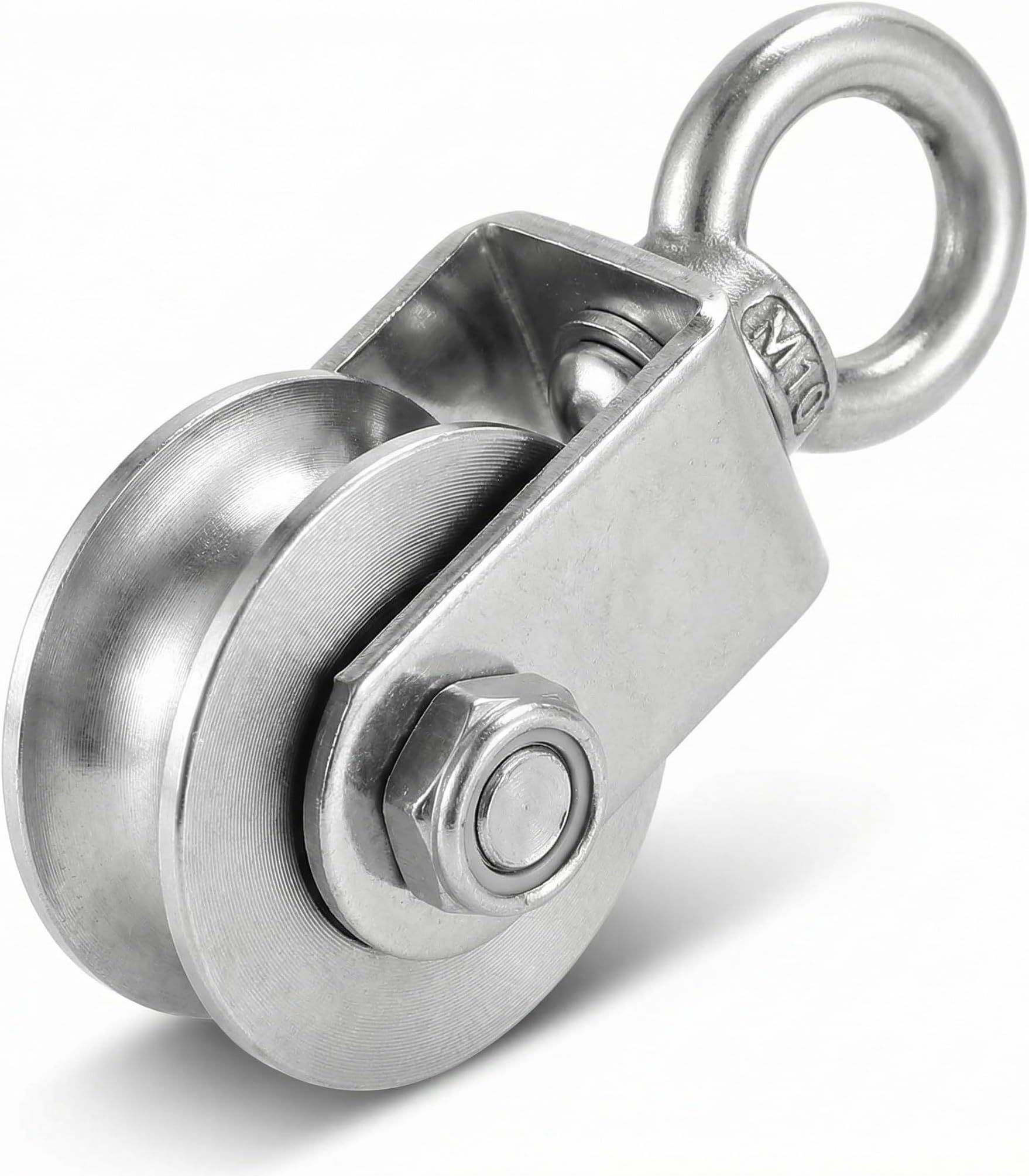 QWORK® Heavy-Duty Cable Pulley Wheel - 500 kg Load Capacity – 48mm Wheel - Stainless Steel Pulley Fits Ropes Up to 10 mm