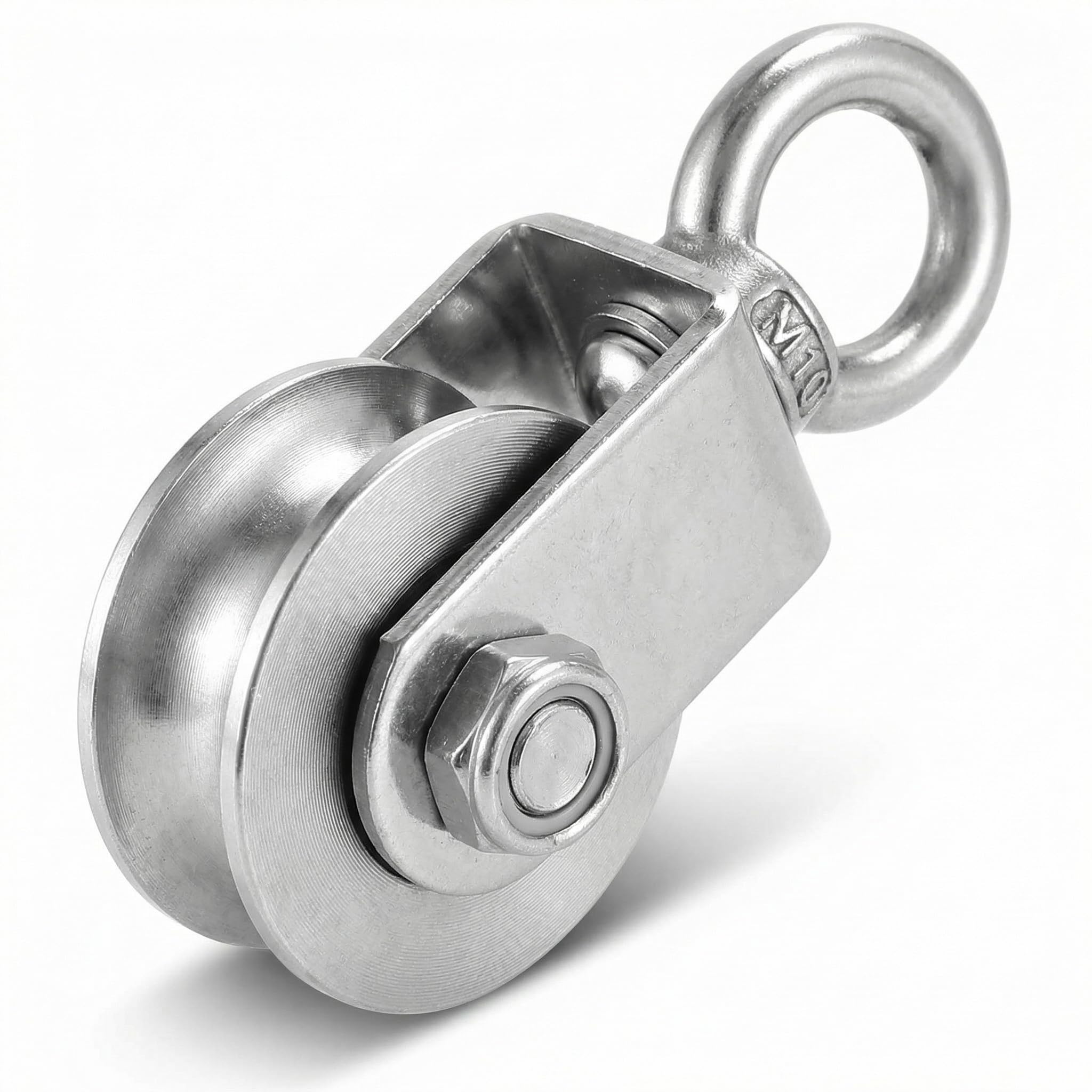 QWORK® Heavy-Duty Cable Pulley Wheel - 500 kg Load Capacity – 48mm Wheel - Stainless Steel Pulley Fits Ropes Up to 10 mm
