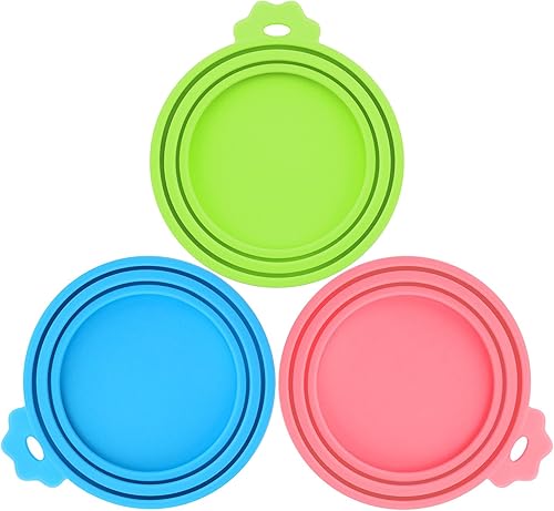 Comtim - Juego de 3 tapas de silicona para latas de alimentos para perros y gatos, tamaño universal, se adapta a la mayoría de alimentos enlatados