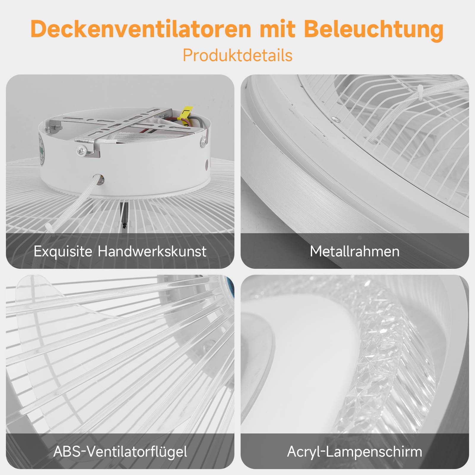 Ventilatore Da Soffitto Con Luce LITGLOBE 50 Cm - Telecomando E APP, 6 Velocità, Reversibile, Dimmerabile
