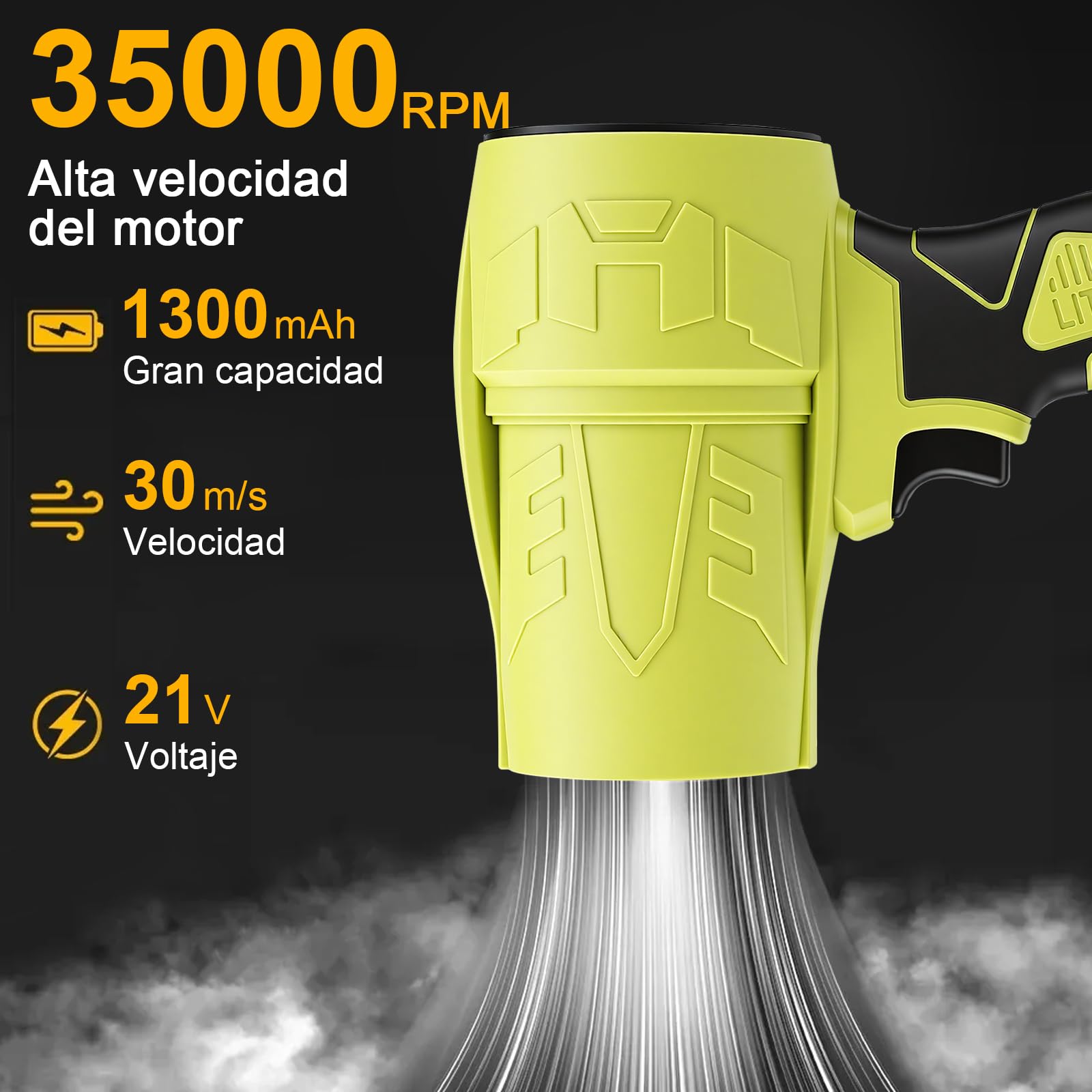Soplador de Hojas Inalámbrico con Batería, 35000RPM Soplador Turbo Jet Blower, Súper Potente, con Baterías 1300mAh, Soplador de Chorro Turbo para Teclado de Ordenador, Coche, Al Aire Libre