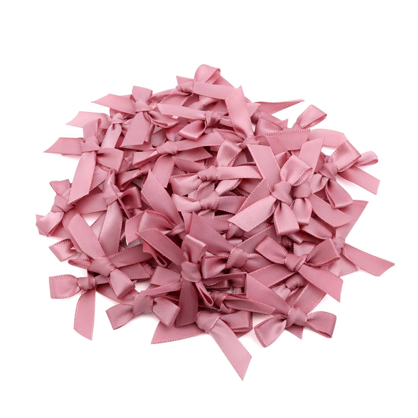 UJEDFHV Mini Bow 50Pcs Satin Ribbon Bows Decoration Small Bowknot Wedding Bowknots For Craft DIY Supplies for DIY Crafts(Pink1)