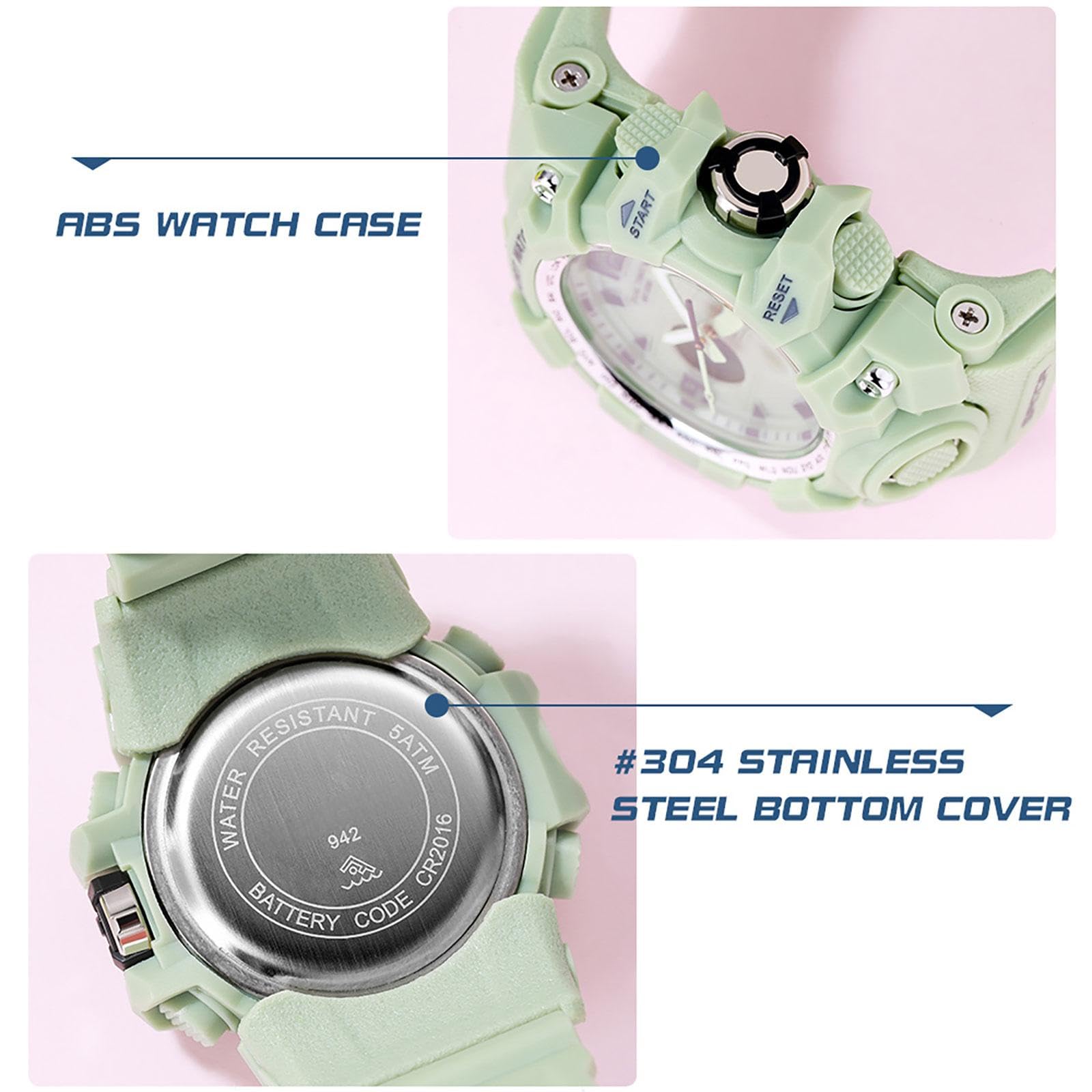 findtime Orologio sportivo da donna, per studenti, adolescenti, con sveglia, doppio orario, cronometro, impermeabile, sportivo, analogico, digitale, bianco, viola, rosa, nero, blu
