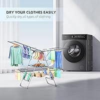 Vista 6 de Tendedero de Ropa Plegable de 2 Niveles para Secar Ropa, Tendedero de Acero Inoxidable Plegable para Interiores y Exteriores, con Alas de Altura