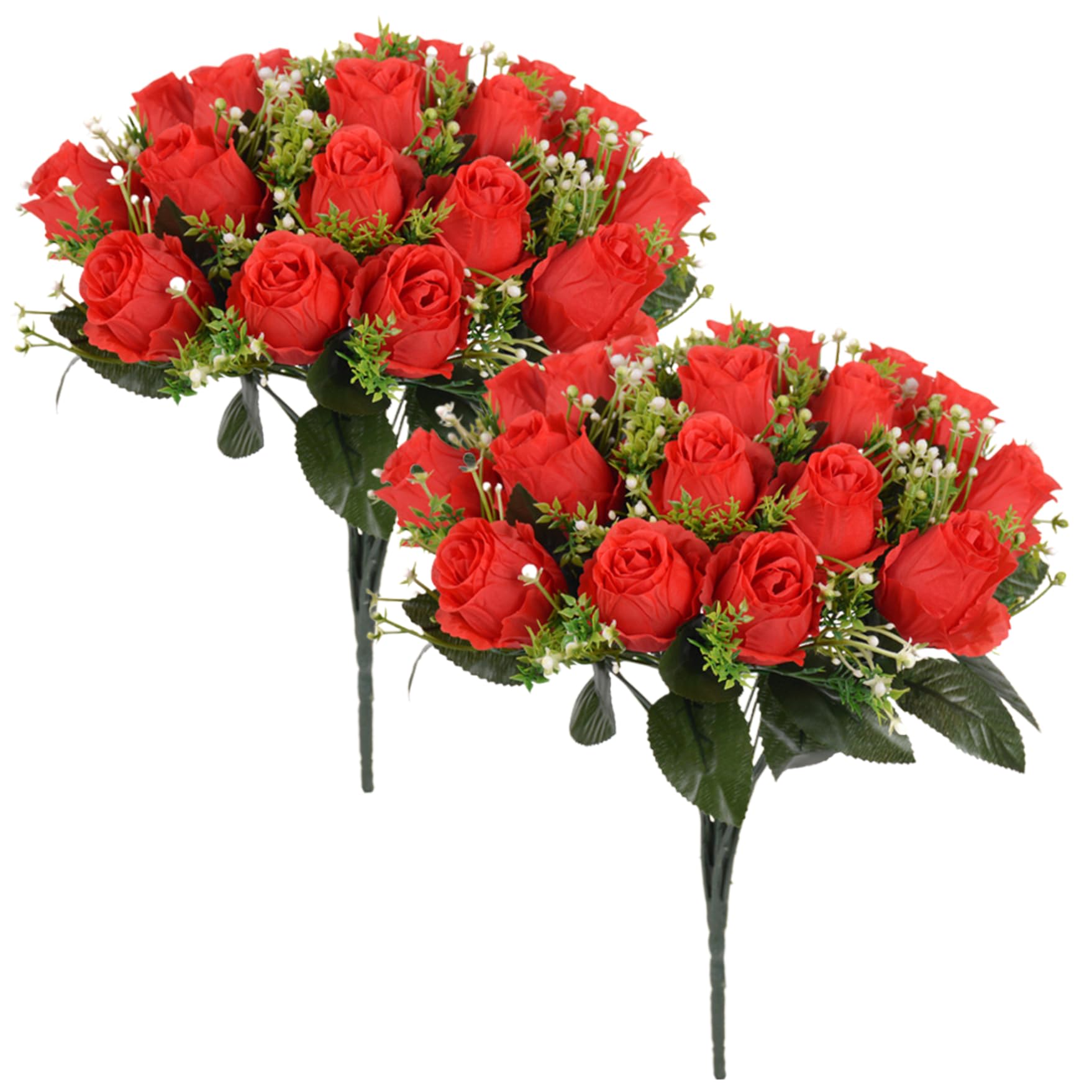 Roses artificielles pour tombe sans entretien lot de 2 bouquets de fleurs de cimetière durables