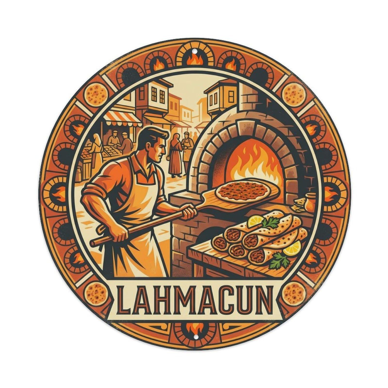 Lahmacun Turkish Street Food Cuisine Culture Metal Tin Sign