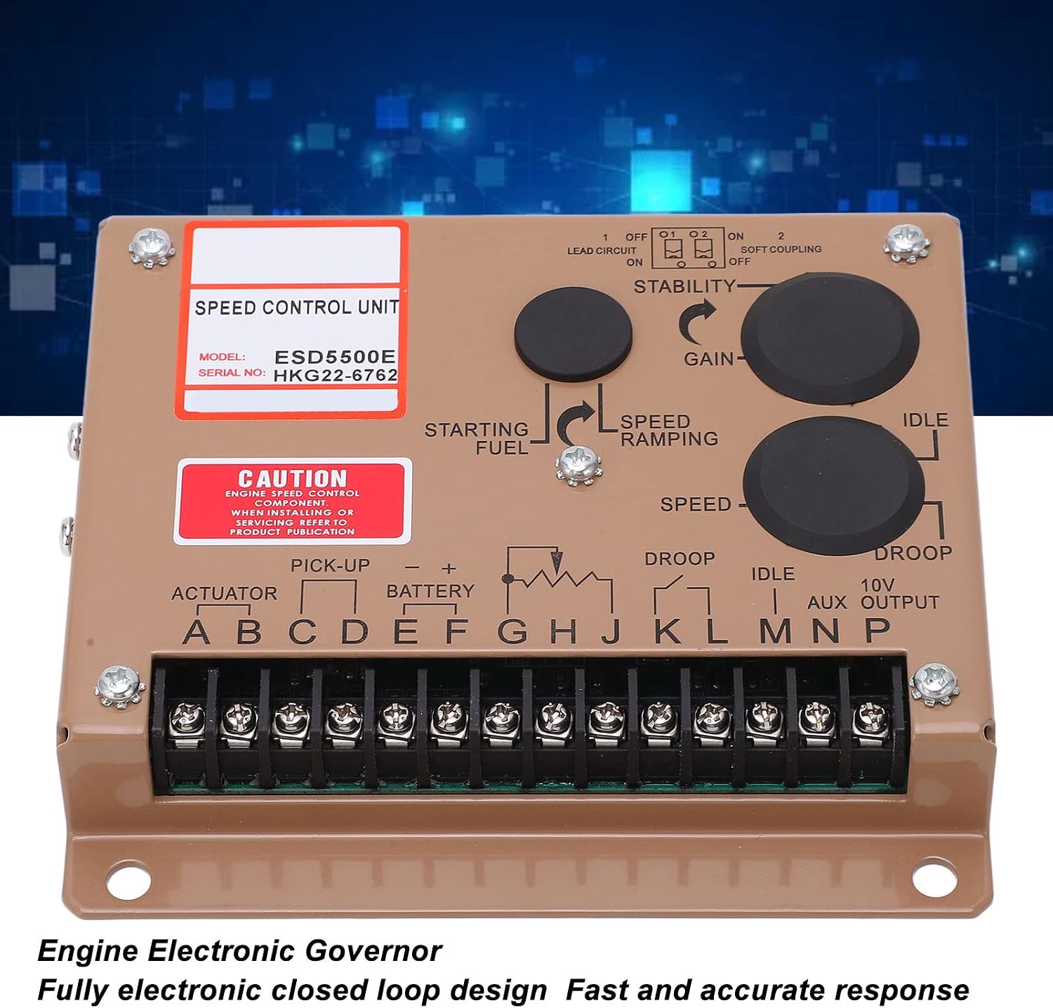 ESD5500E Engine Electronic Governor Generator Set Slow Start Idle Speed Controller 12V 24VDC Aluminum Alloy Shell Wide Range Applications High Reliability Fast Response