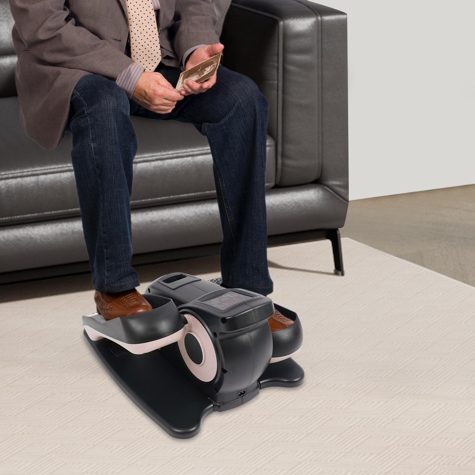 Tragbarer Pedal-Trainer, Trettmann pedaltrainer mit Fernbedienung, LCD-Displa Fußpedal-Trainingsgerät,Mit manuellen (5-Gang) und automatischen (P1-P3) Gängen