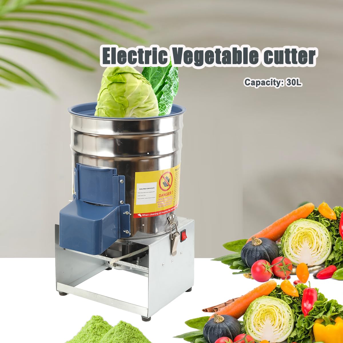550W 220V Gemüseschneider Futterhäcksler Grünfutterschneider Edelstahl | 30L kapazität 400kg/h Grasschneider Grashalmeschneider Melonenschneider, Hühner- und Entenzucht