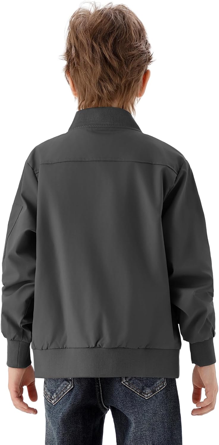 WULFUL Boy's Bomber Jackets Kids Spring Fall Zip Up Varsity Windbreak Jackets - Image 5