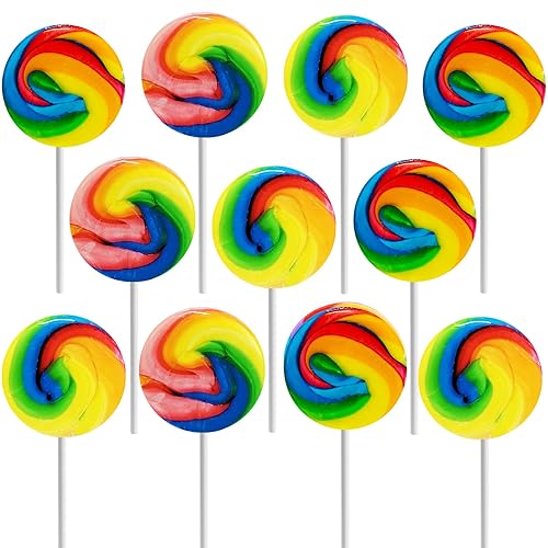 The Dreidel Company Paleta Rainbow Swirl con sabor a fruta mixta, pop envuelta individualmente, 1.5 pulgadas Swirl Pop (paquete de 12)