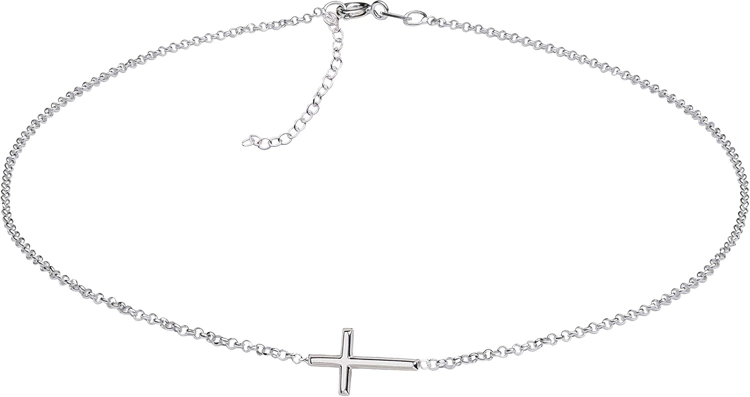 Cherished Moments 925 Sterling Silver First Communion Horizontal Cross Necklace and Miraculous Medal Cross Bolo Bracelet for Girls