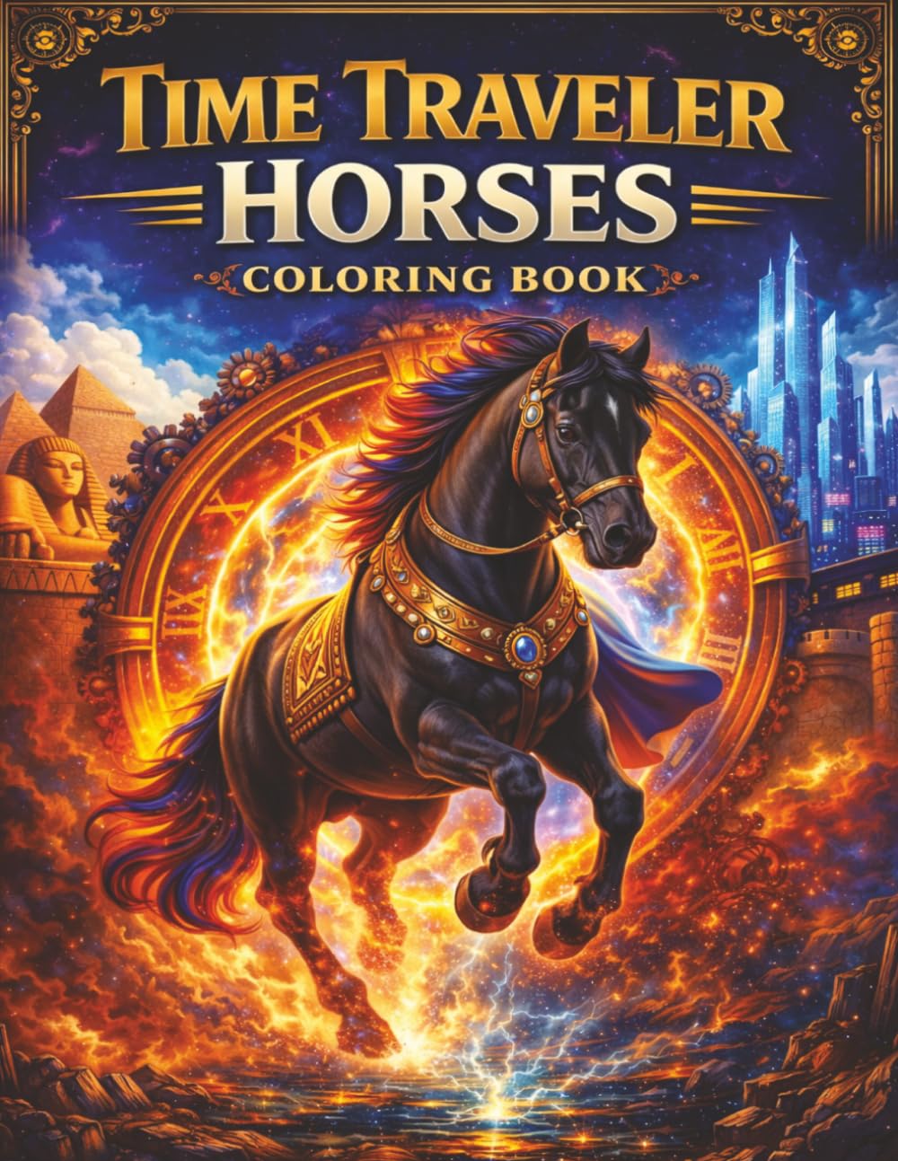 Time Traveler Horses Coloring Book: Time Traveling Horses Across Ancient Worlds, Medieval Kingdoms, and Futuristic Realms to Color (Magical Horses Coloring Book Series)