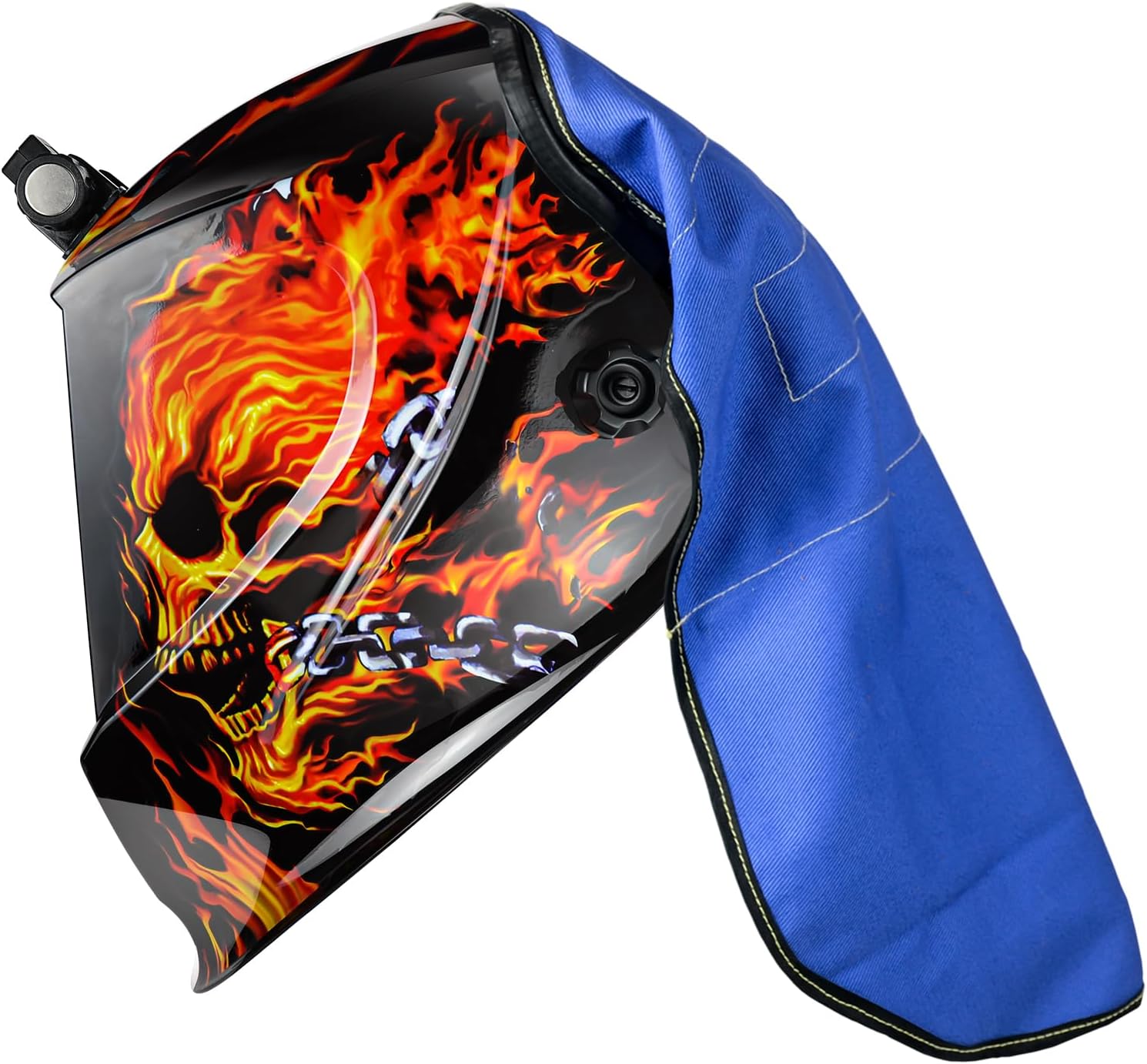 TRQWH Welding Helmet Auto Darkening with LED Light Large View Solar Powered True Color Welding Hood 4 Arc Sensor & Welding Helmet Bib Cover