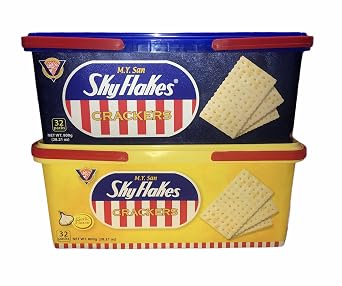 M.Y. San Skyflakes Crackers Original & Garlic Flavor, 32 Count (Pack of 2)