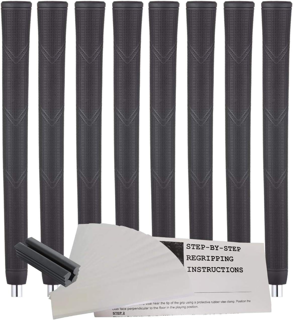 Majek Golf Club Grip and Kit- Super Jumbo Arthritic Extra Large Tour 360 Degree Black - NO LOGO - Round .600 XL For Tall Golfers with Big Hands - Premium Rubber Golf Grip - 8 Grips, Tape, Clamp