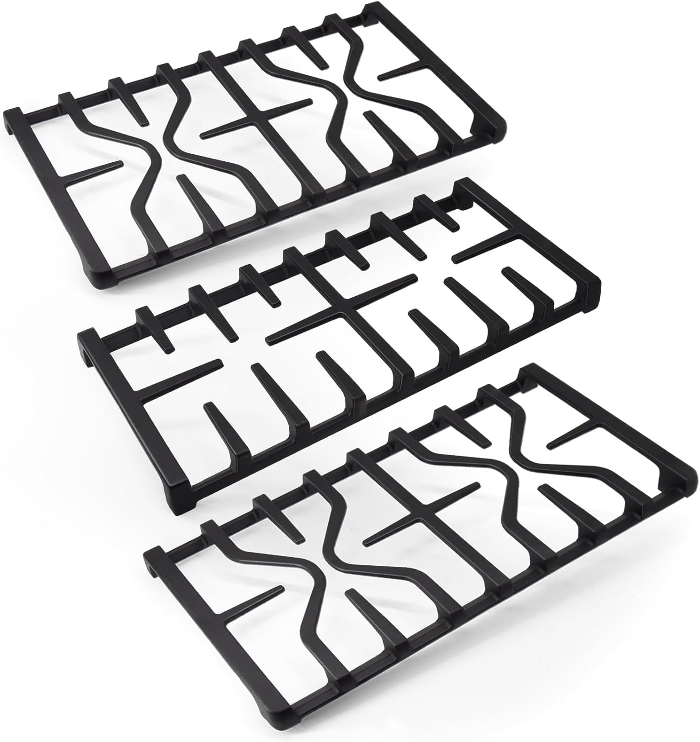 (Incomplete only two pcs). WB31X27150 & WB31X27151 Burner Grate Replacement for GE Stove Parts JGBS66REKSS, JGB700SEJ4SS, JGSS66SEL1SS, JGSS66SEL3SS, Center Side Burner Grate Surface Cooktop for General Electric Gas Range Parts 2Pcs WB31X27151 + 1Pcs WB31X27150