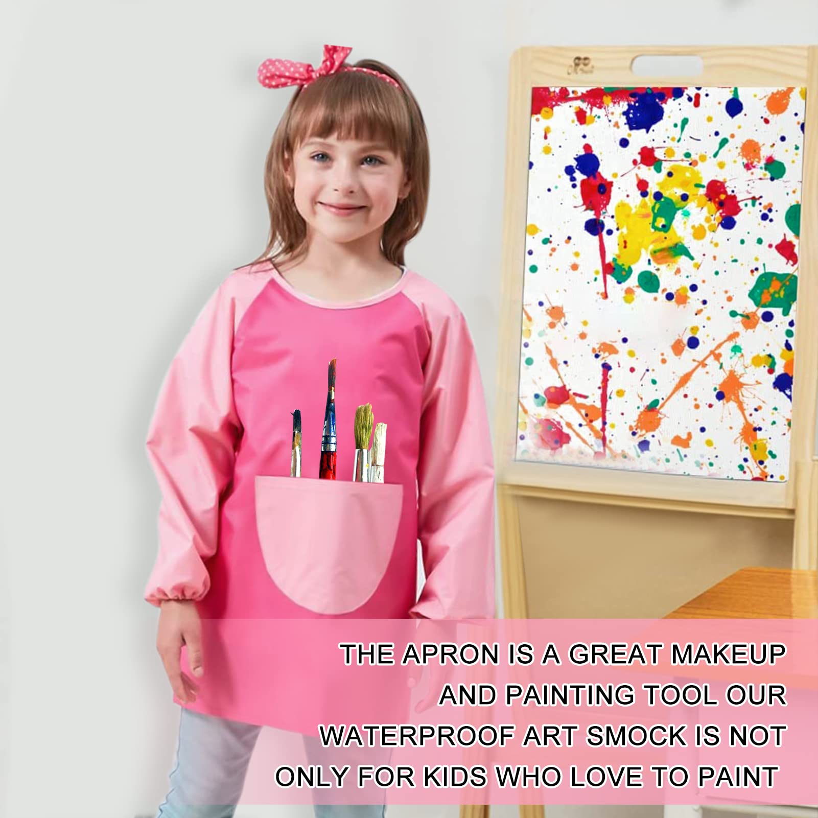 Grembiule Impermeabile Per Bambini 5-11 Anni – Maniche Lunghe Con Tasca, Per Pittura E Cucina