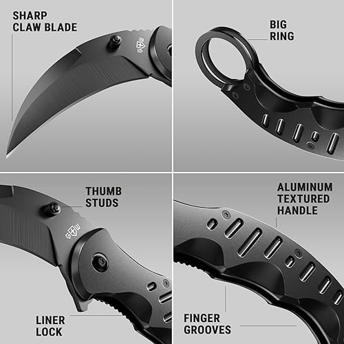 Miniatura 6 de Tactical Spring Assisted Pocket Knife - Karambit Folding Knives for Men - Folding Sharp Tiger Claw Blade - Best Combat Tool for Hunting Military 1
