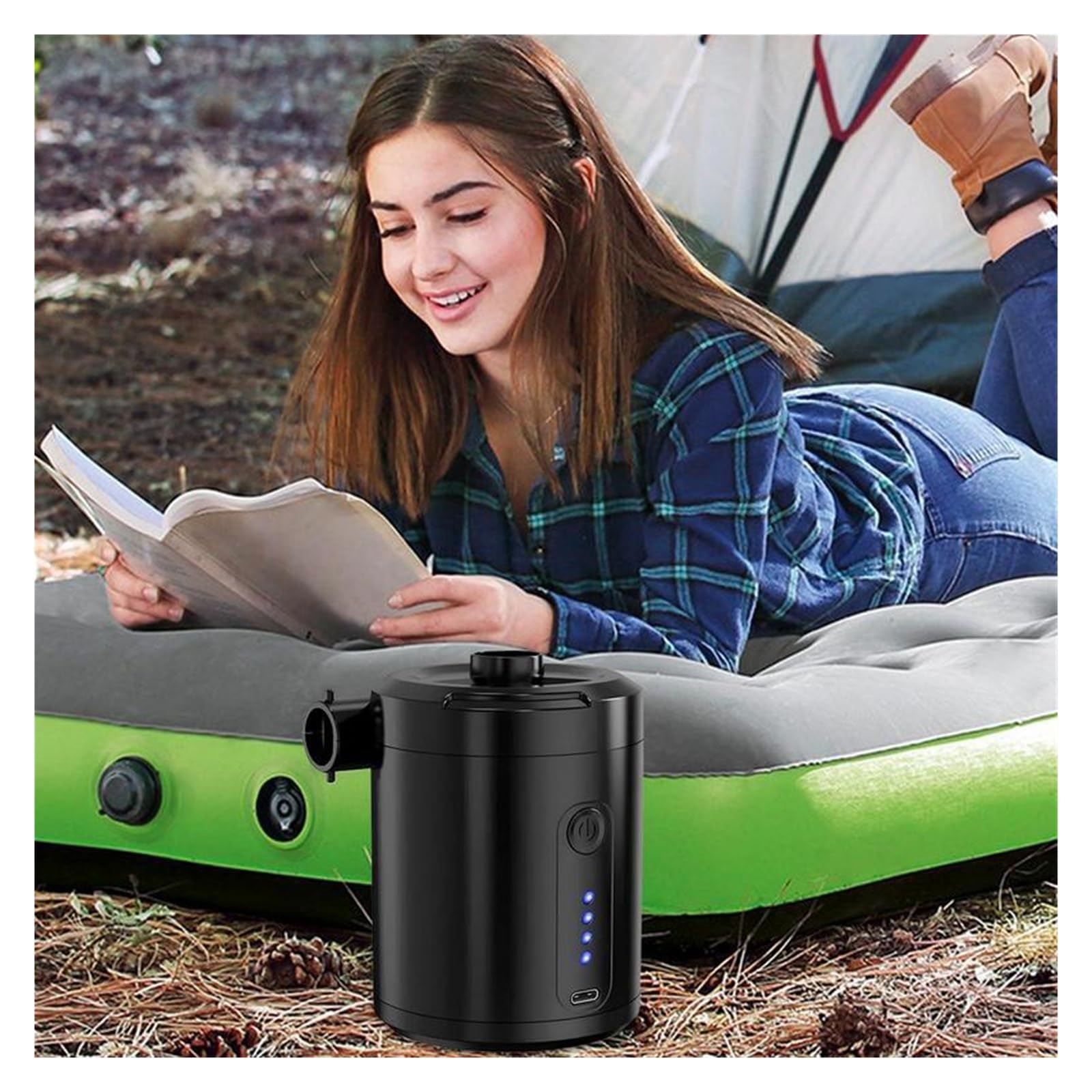 Pompe À Air Électrique, Pompe à air portable électrique rechargeable de type C for matelas pneumatique, dégonfleur et gonfleur de matelas