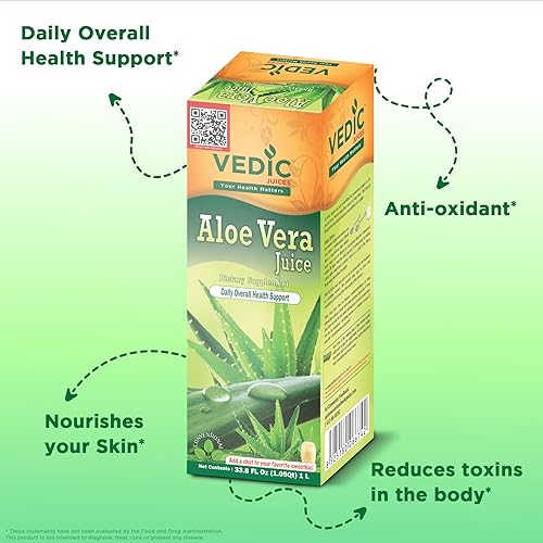 Miniatura 4 de Vedic Juices Jugo de aloe vera, suplemento de aloe para nutrición de la piel, pulpa de aloe, fibra de aloe, salud intestinal y apoyo inmunológico,