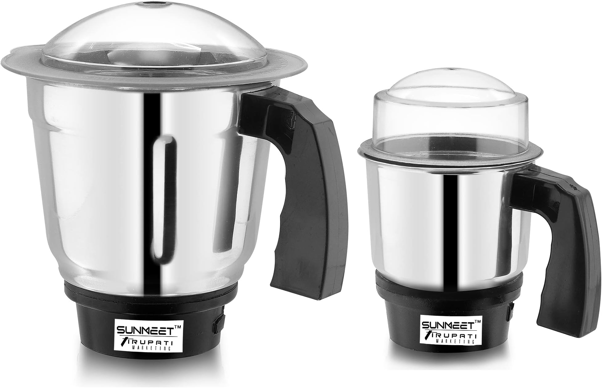 Sunmeet Dry and Chutney for Mixer Grinder Set of 2 Stainless Steel Mixer Chutney Jar with Handle Heavy Duty Aluminium Base with Lid Fitting All Regular Grinder Mixer (350 ml & 700 ml)