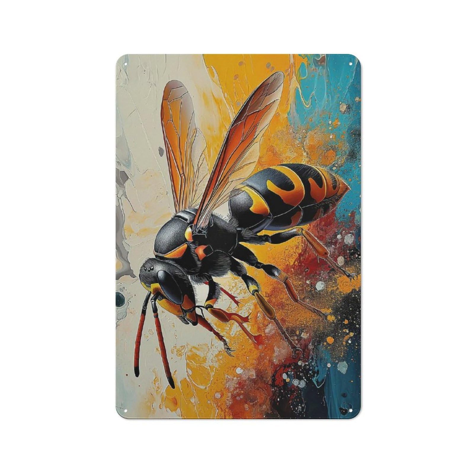 Junmoney The Stinging Wasp Metal Wall Sign 30X20cm Featuring For Living Room Wall, For Decorating Living Rooms And Feature Walls