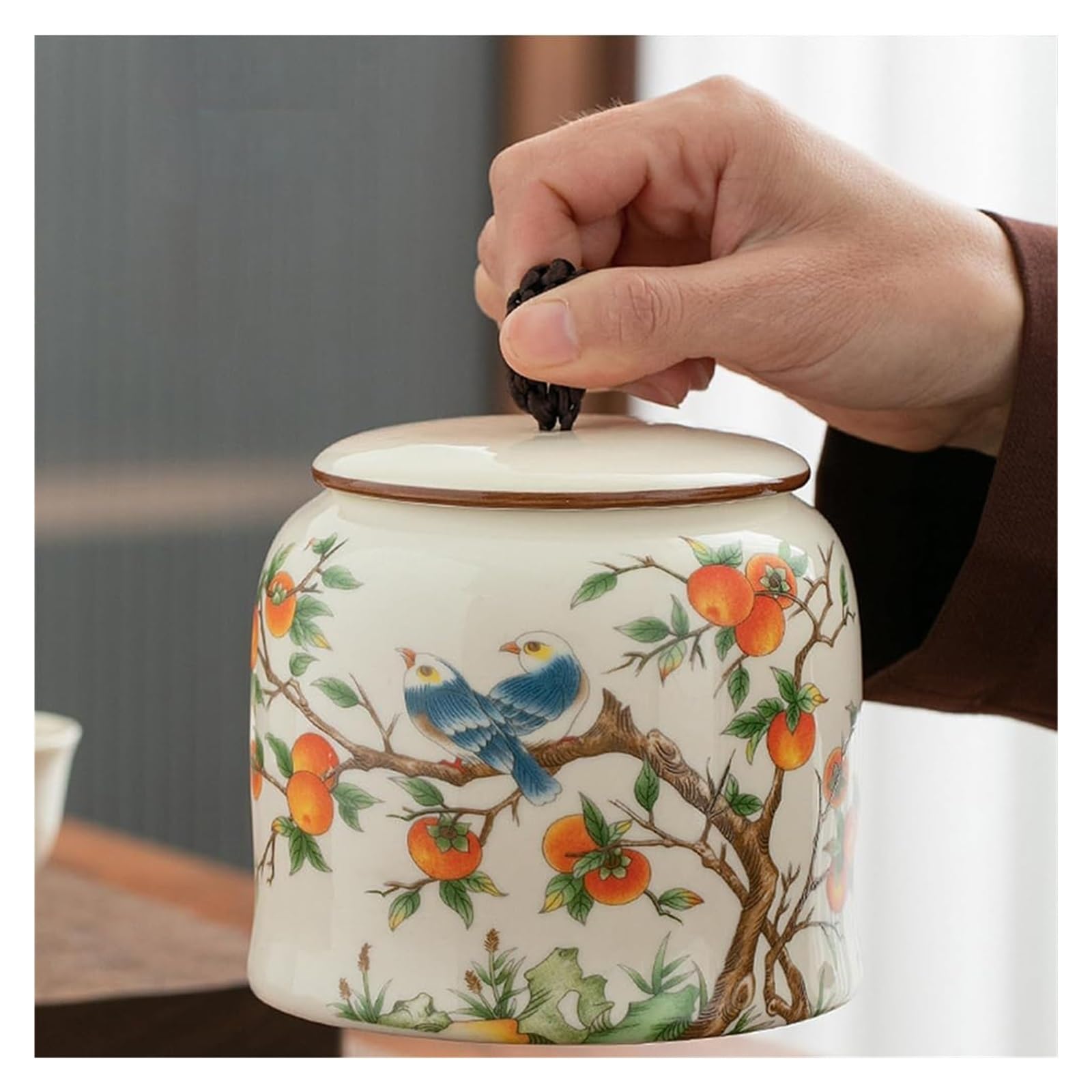Pojemnik na herbatę z ceramiki Pottery Ceramiczny pojemnik na herbatę z pokrywką Vintage chińskie puszki puszka do kuchni herbata kawa salonu półka prezent D