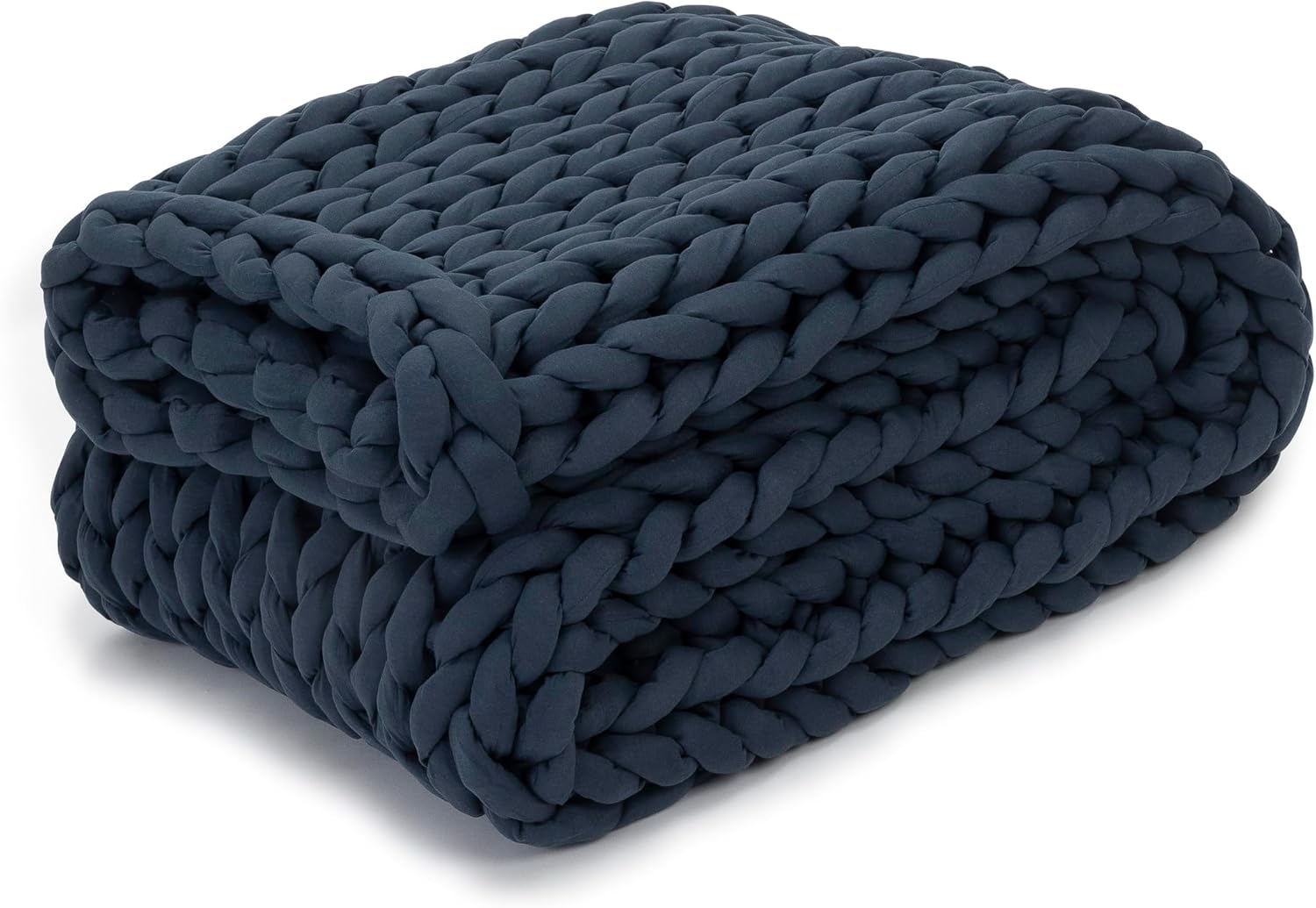 Nuzzie Chunky Knit Weighted Blanket – Breathable, Cooling, Hand Made Knit Throw Blanket for Sleep – Machine Washable, Stylish Decor Design (Dusty Blue, Queen | 28lbs | 80″x80″)