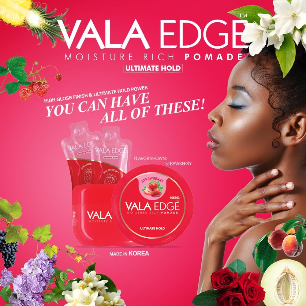 Beauty Town 12 Pack 10ml Vala Edge Control Braiding Gel Pomade Strong Hold High Shine Made in Korea Beauty Styling Gel (Strawberry)