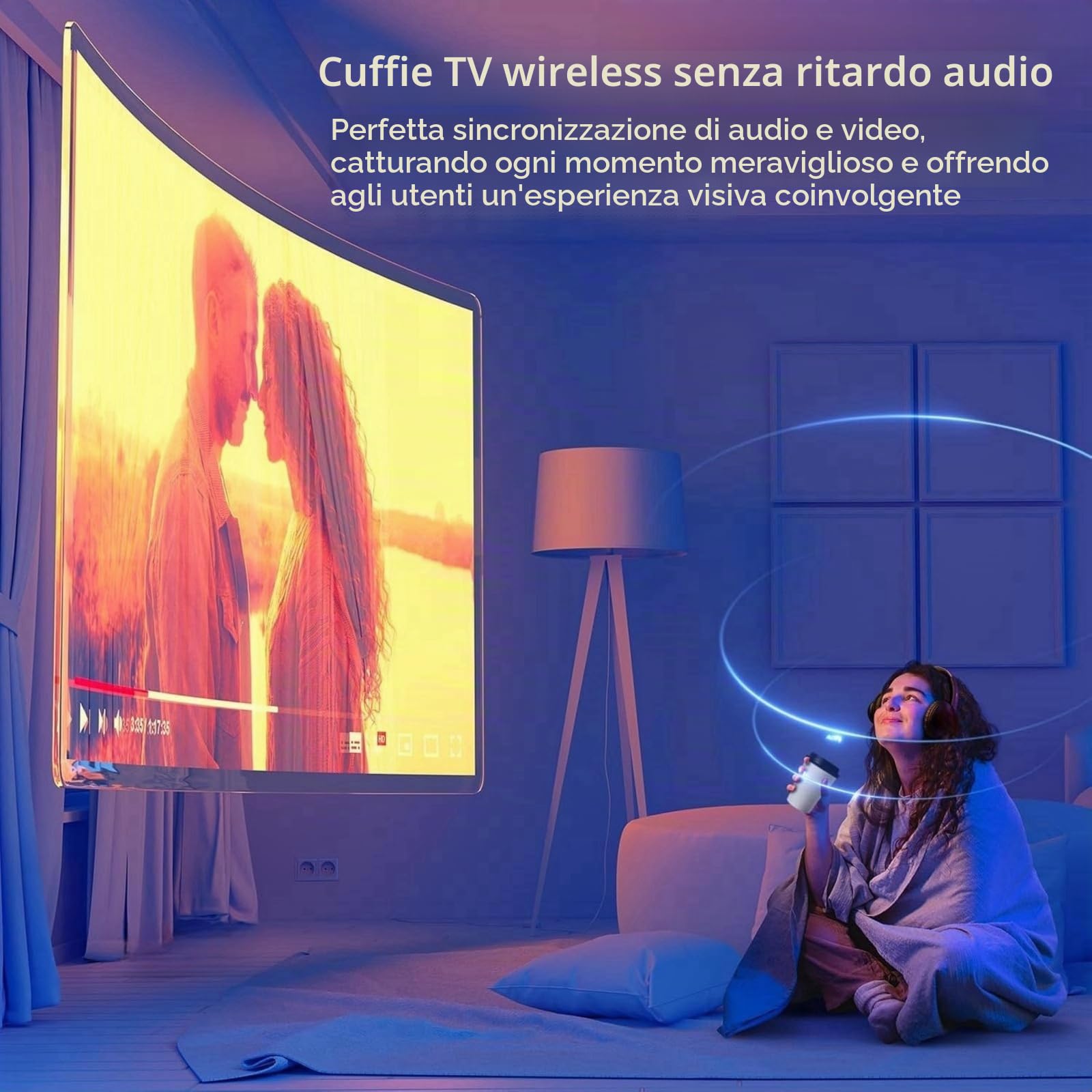 PROW Cuffie Bluetooth 5.3 Over-Ear con Funzione Radio, Cuffie TV Senza Fili Leggere per Anziani, 30 Ore di Riproduzione, Supporto Uscita Audio Coassiale Ottica RCA AUX USB