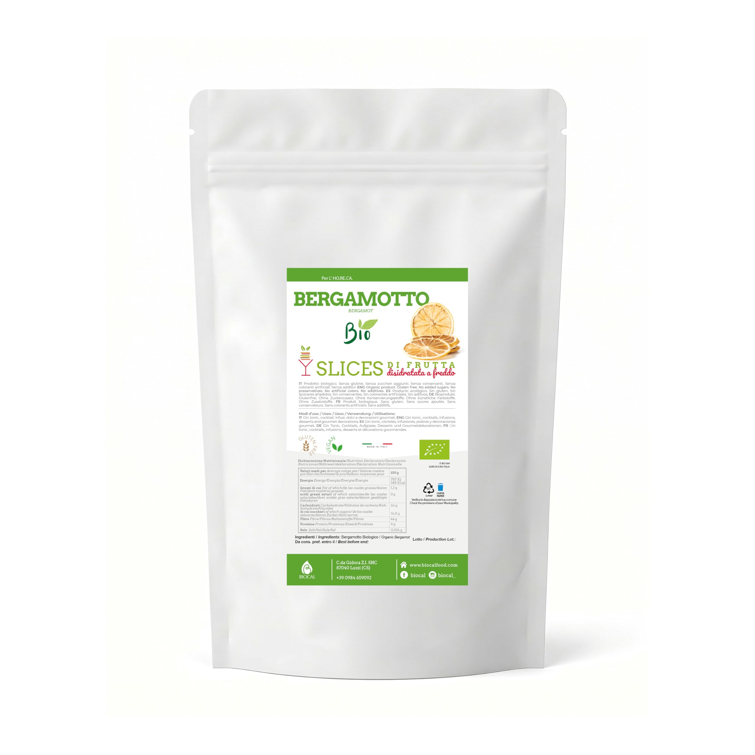 Biocal® - Rondelles de Bergamote Bio Déshydratée Sans Sucres Ajoutés pour Infusions, Earl Grey, Cocktails, Eaux Aromatisées et Décoration Alimentaire - 130g