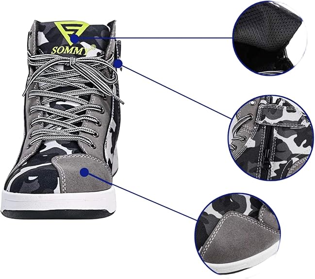 Botas De Moto Unisex De Cau00f1a Alta, Botas Impermeables De Cuero