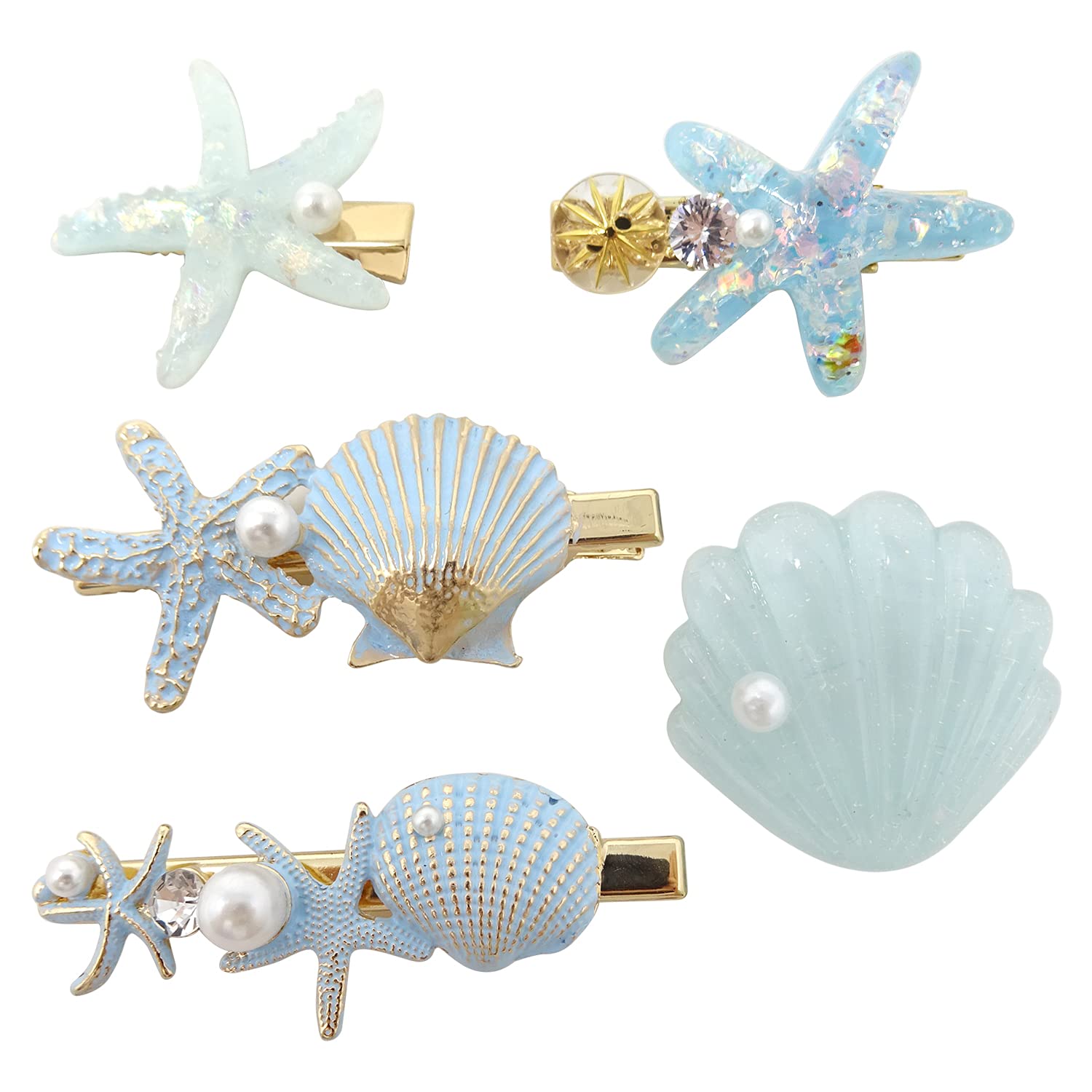 J. Crew Metallic shell and starfish barrettes set-of-two Metallic Nautical Claw Clips Three-pack For Women | J.Crew main image 4
