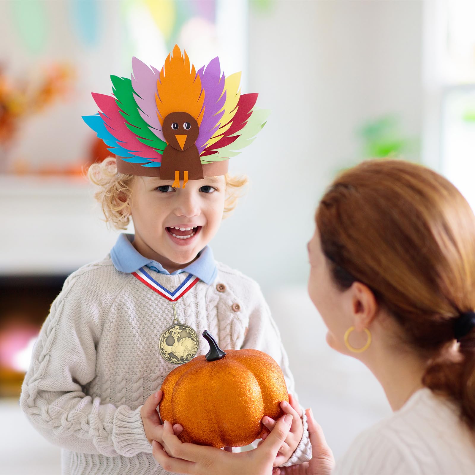Huquary Thanksgiving-Truthahn-Medaillen mit Bändern, 5,1 cm, Turkey Trot Awards, Rennpreise für Herbstpartys, Urlaubsdekoration und festliche Feiern