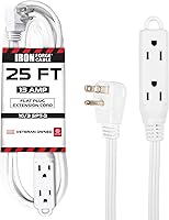 Vista 15 de IRON FORGE CABLE Paquete de 2 cables de extensión con enchufe plano de 15 pies, color negro, con 3 tomas - Cable de extensión para interiores